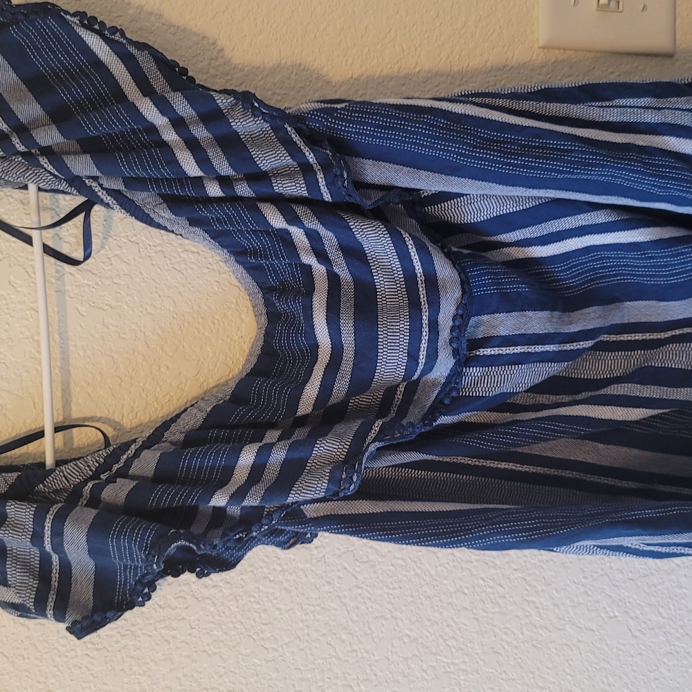 Blue Striped Sleeveless Top